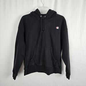 Champion Reverse Weave Hoodie Youth L (see measurements) Black Embroidered Logo